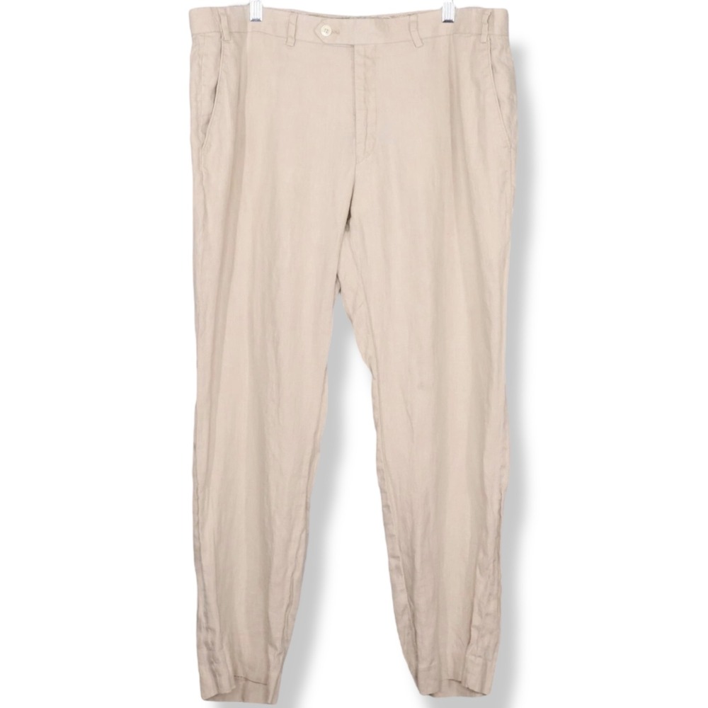 Lauren Ralph Lauren Black Label Linen Pants Mens 38x29 Beige Pleated Slim